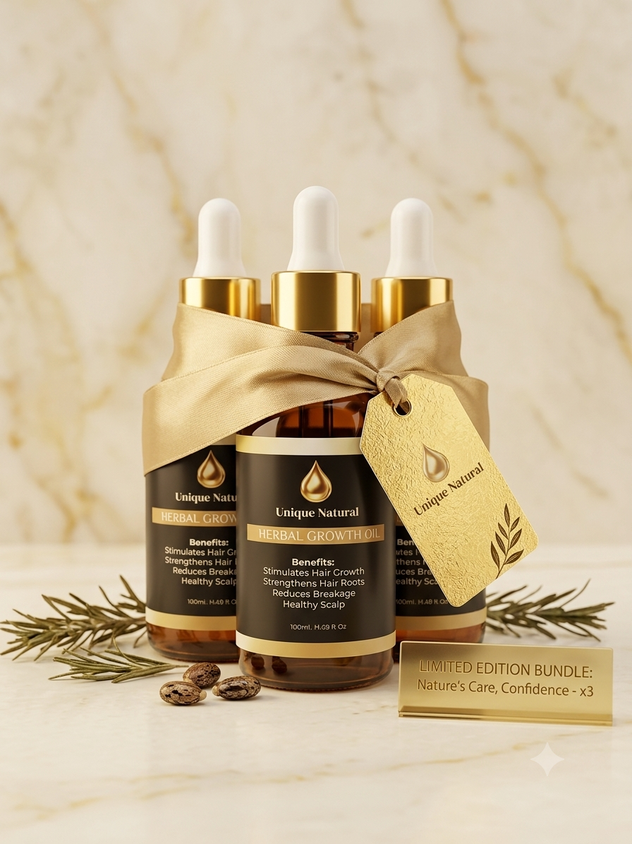 Unique Natural Herbal Growth Oil - Limited Edition Bundle x3